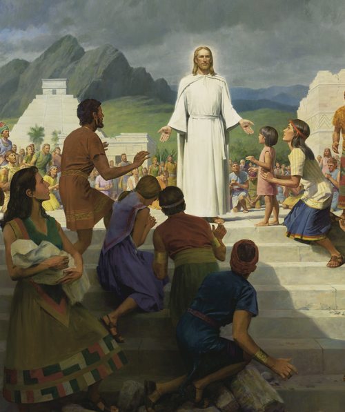 The resurrected Christ visits the people of the Americas